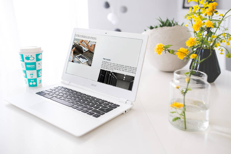 A laptop on a desk